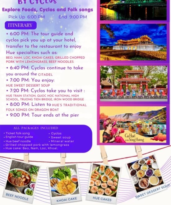 Tour Ẩm Thực Đường Phố Huế Bằng Xích Lô Ban Đêm